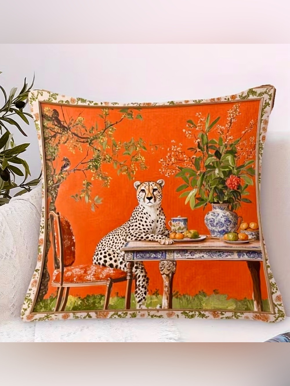 Pillow Cover New - Cheetah Print, brilliant colors 17.6” x 17”6”